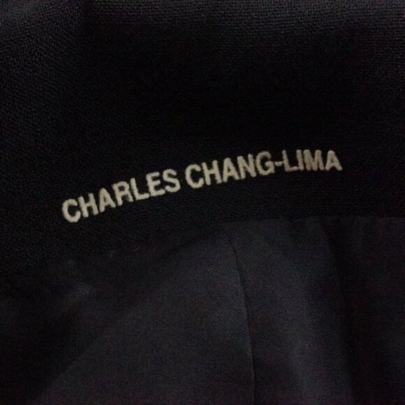 charles chang lima Double Breasted Blazer Jacket Womens 10 Black Wool Blend - Picture 4 of 12